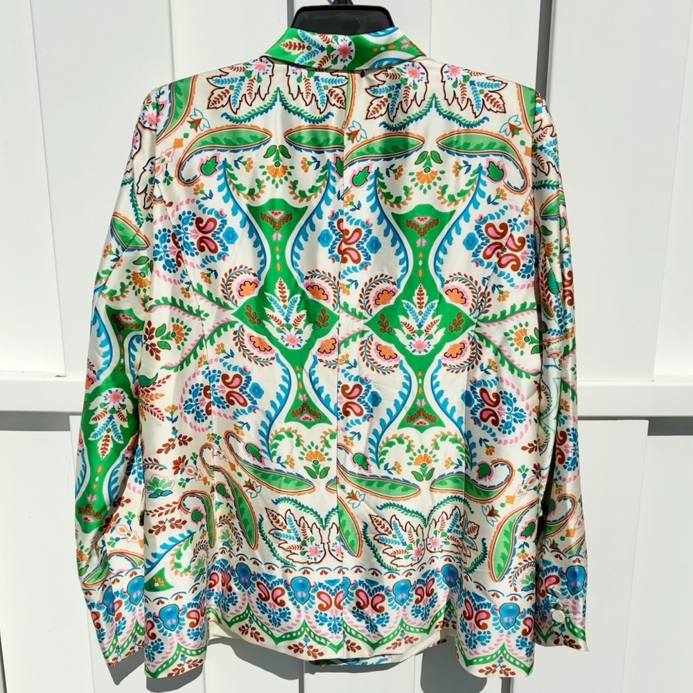 Rachel Zoe Multicolored Printed Satin Blazer & Pant Set NEW Women’s Large - Picture 6 of 16